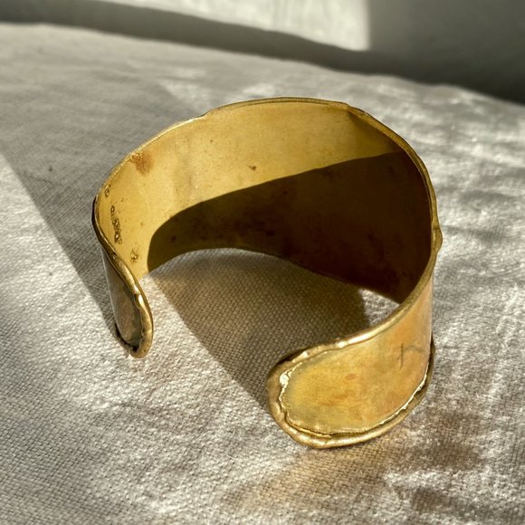 Artisan Brass Cuff Bracelet with Turquoise and Multi-metal Accents - Picture 3 of 3